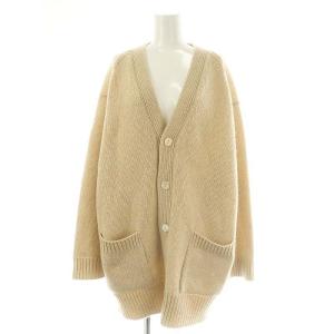 ファインウール Vネックロングカーディガン ニット 長袖 S ベージュ /HK OS