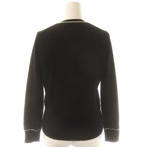 PAULE KA ニットカーディガン 長袖 カシミヤ シルク混 S 黒 白 ブラック ホワイト /ES OS