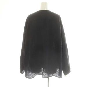 Drawer ダイヤジャカードギャザーブラウス 長袖 プルオーバー 36 黒 ブラック