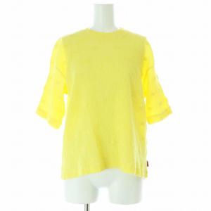 HaaT 刺繍デザイン 半袖カットソー クルーネック 2 M 黄 イエロー /AT OS