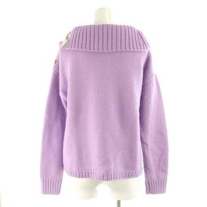 BLUE LABEL CRESTBRIDGE ウール混ニットセーター 長袖 タートルネック プルオーバー 金ボタン 38 M 紫 パープル