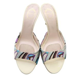 Emilio Pucci プッチ柄 ミュールサンダル 38 24cm 白 ホワイト