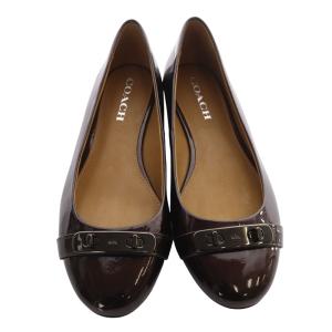 COACH フラット パンプス ロゴ 7.5B 24.5cm 茶色 ブラウン