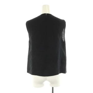 BOTTEGA VENETA ブラウス トップス ノースリーブ ビーズ ストライプ 11 L 黒 ブラック