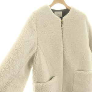 IENA 22AW ECOPELボアコート ロング アウター ノーカラー 36 アイボリー