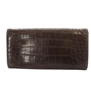 miumiu 長財布 二つ折り クロコ型押し レザー ダークブラウン