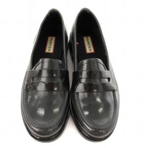 HUNTER ラバー ローファー レインシューズ 靴 US7 チャコールグレー /DK OF