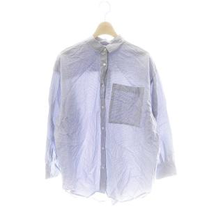 Spick&Span 22AW Vis/Nyオーバーシャツ ブラウス 長袖 フロントボタン F 青 ブルー
