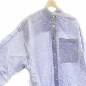 Spick&Span 22AW Vis/Nyオーバーシャツ ブラウス 長袖 フロントボタン F 青 ブルー