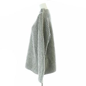 Theory 22AW Warm cash Bicolor Mock NK ニット セーター 長袖 ストライプ スタンドカラー S 白 ホワイト