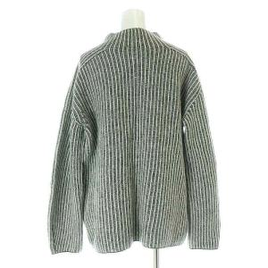 Theory 22AW Warm cash Bicolor Mock NK ニット セーター 長袖 ストライプ スタンドカラー S 白 ホワイト