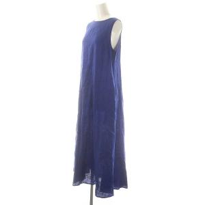 nagonstans ワンピース ロング マキシ ノースリーブ リネン 36 青 ブルー /MF OS