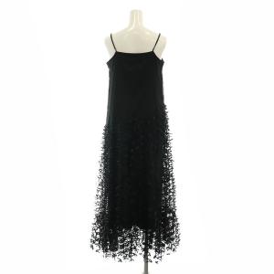 SNIDEL 24AW プリーツバリエキャミワンピース ロング マキシ丈 ノースリーブ 1 黒 ブラック