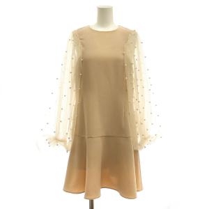 23AW パールスプリンクルミニワンピース 長袖 F ベージュ /MI OS