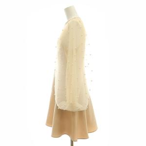 eimy istoire 23AW パールスプリンクルミニワンピース 長袖 F ベージュ /MI OS