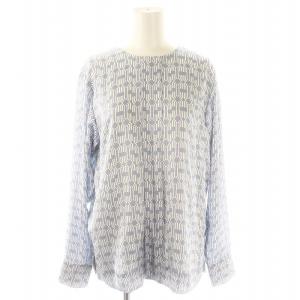 22SS 総柄 ブラウス プルオーバー 長袖 40 グレー ホワイト /DF OS