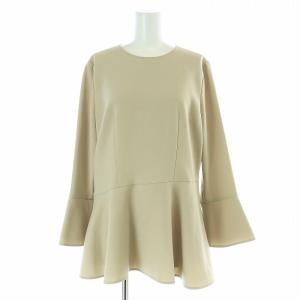 ダブルクロスペプラムブラウス 長袖 クルーネック 38 M ベージュ /AT OS