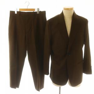 スーツ セットアップ 上下 2点セット 背抜き1Bテーラードジャケット テーパードパンツ ジッパーフライ 38 32 茶 ブラウン