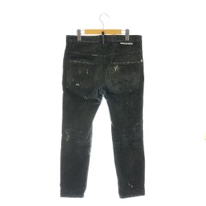 DSQUARED2 BLACK DENIM SKATER JEAN デニムパンツ ジーンズ テーパード ボタンフライ ダメージ加工 46 黒 ブラック