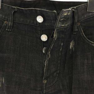 DSQUARED2 BLACK DENIM SKATER JEAN デニムパンツ ジーンズ テーパード ボタンフライ ダメージ加工 46 黒 ブラック