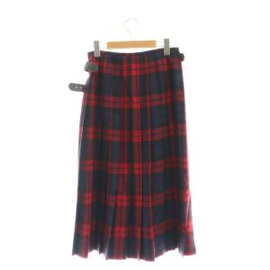 O'NEIL OF DUBLIN ウーステッドウール100%スカート チェック ラップ ロング I42 赤 紺 黒 /HK OS
