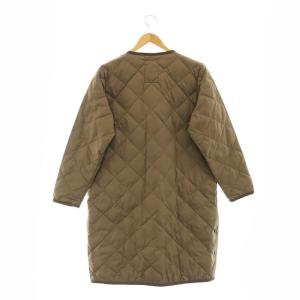 TAION ダウン キルティングロングコート アウター ノーカラー ライトブラウン /NR OS