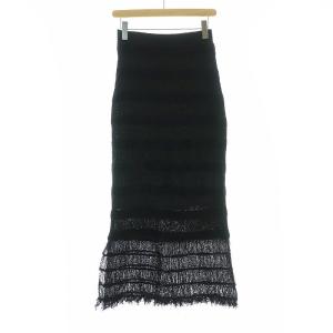 Ameri VINTAGE 23AW FRINGE KNIT I LINE SKIRT スカート タイト イージー ニット マキシ