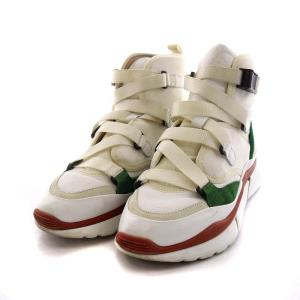 Chloe スニーカー 異素材ドッキング ハイカット 38 25cm 白 ホワイト 緑 グリーン 赤 レッド