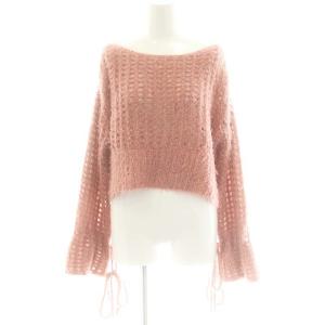 24AW フェザーメッシュニット カーディガン クロップド 長袖 F ピンク /DF OS