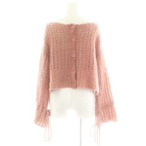 FRAY I.D 24AW フェザーメッシュニット カーディガン クロップド 長袖 F ピンク /DF OS