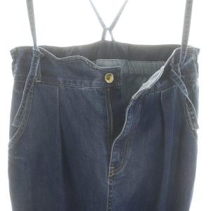 franche lippée デニムスカート タイトスカート ロング バックスリット 肩紐付き USED加工 M 青 ブルー