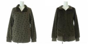 ファックベア リバーシブル ボアジャケット ジップアップ スタンドカラー F カーキ