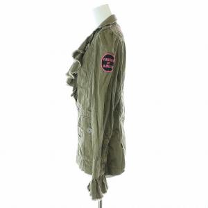 HYSTERIC GLAMOUR DESTROY ALL MONSTERS フリル ミリタリー ジャケット 薄手 カットオフ F カーキ
