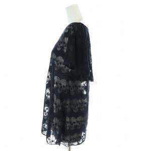 HYSTERIC GLAMOUR スカル柄 シアートップス カットソー 半袖 シースルー F 黒 ブラック