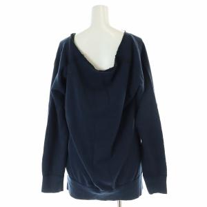 HYSTERIC GLAMOUR シルク混 カットオフ加工 Vネックトレーナー スウェット 長袖 F 紺 ネイビー