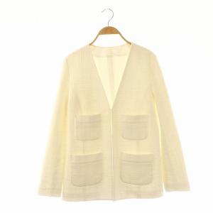 24SS スラブツイード4ポケットジャケット ノーカラー 総裏地 38 オフホワイト /DO OS