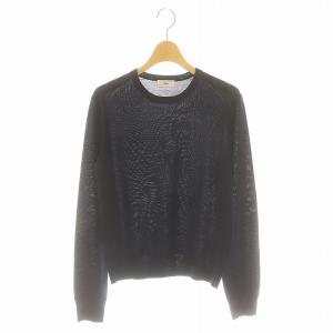 24AW 18Gプレーンクルーネックプルオーバーニット カットソー 長袖 ウール 紺 ネイビー /DO