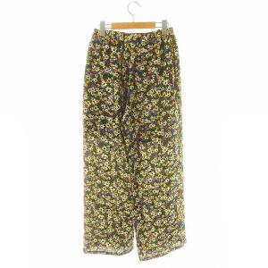 IENA 23AW ジョーゼットポリエステルイージーパンツ ワイド 花柄 38 黒 ? 紫
