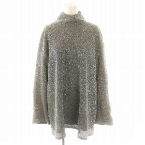 Ameri VINTAGE 23AW SPARKLE TOP トップス ニット カットソー 長袖 ラメ糸 F シルバー色 /MI OS