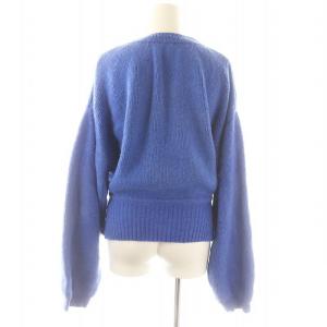 Ameri VINTAGE 23AW TURN OVER KNIT CARDIGAN カーディガン 長袖 ニット Vネック F 青 ブルー