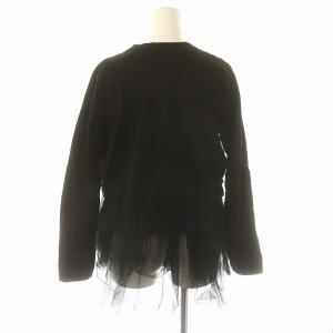 noir kei ninomiya チュールレイヤーサイドベルトカットソー 長袖 プルオーバー  コットン S 黒 ブラック /YQ OS