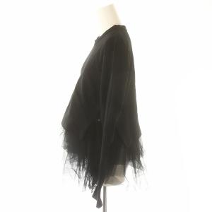 noir kei ninomiya チュールレイヤーサイドベルトカットソー 長袖 プルオーバー  コットン S 黒 ブラック /YQ OS