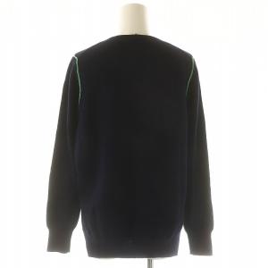 ENFOLD メリノウール ステッチワークニット セーター 長袖 プルオーバー スリット 38 M 紺 ネイビー