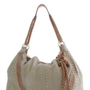 LOEWE パイソン 肩掛けショルダーバッグ アナグラム べージュ ブラウン