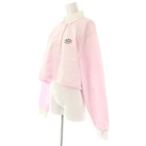 PRADA 23年 134690 ジャージー ポロシャツ S ピンク ホワイト