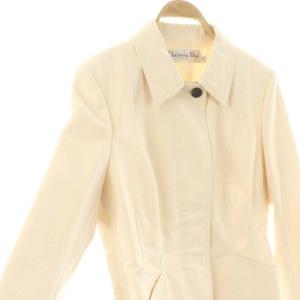 Christian Dior コットン 裾フレア ジャケット F40 オフホワイト 011V41A3062