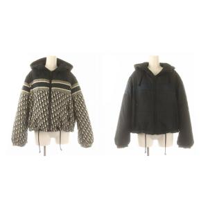 オブリーク柄リバーシブルフード ジャケット XS ネイビー アイボリー 057C21A2965