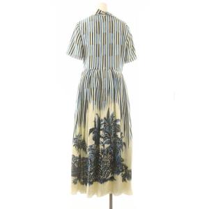 Christian Dior シルク パームツリープリントワンピース F38 ネイビー アイボリー 121R15S6660