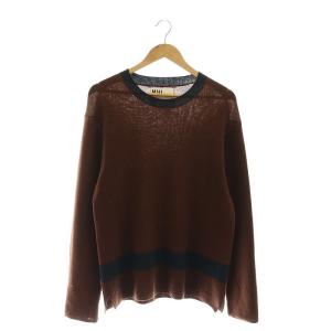 22AW PURE WOOL ニット セーター 長袖 ウール M 茶 ブラウン 黒 ブラック /DO OS
