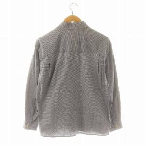 MHL. TINY GINGHAM COTTON シャツ ギンガムチェック 長袖 S 紺 白 ネイビー ホワイト